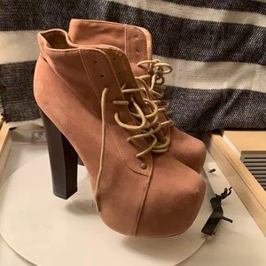 Brown platform booties